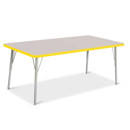 Jonti-Craft Berries Rectangle Activity Table, 30 in. x 60 in., A-height, Freckled Gray/Yellow/Gray 6408JCA007
